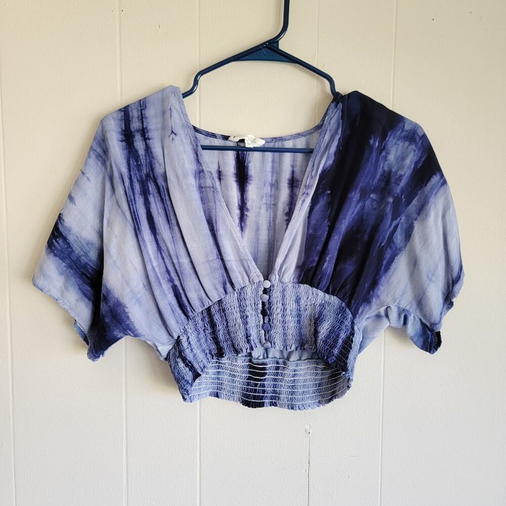 Honey Belle Blue Tie-Dye Crop Top